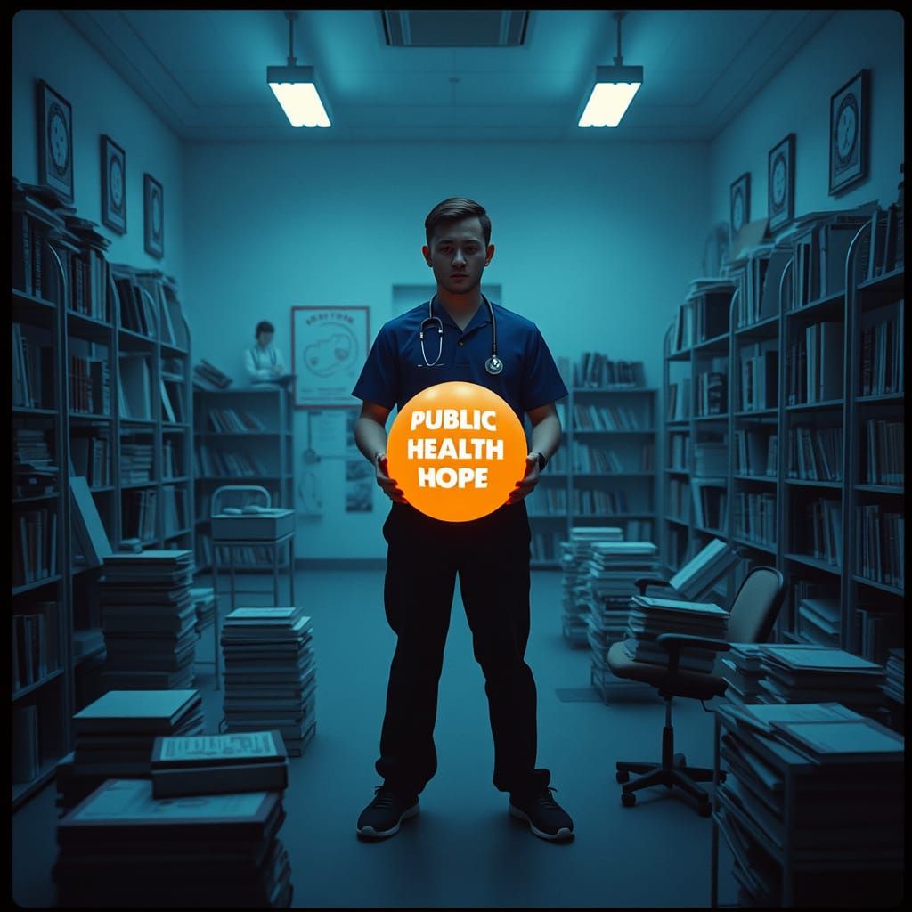 Person Holding Orb Surrounded by Medical Symbols