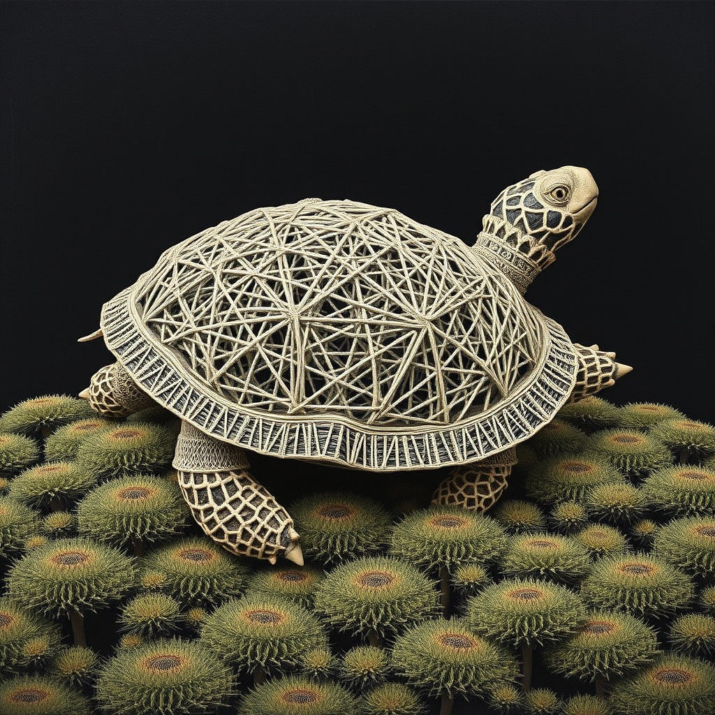 Australian Turtle Woven in Infinite Network