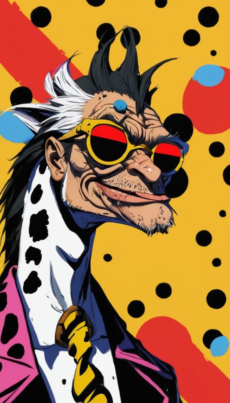 Warhol-Inspired, Akira-Toriyama-Style Pop Art Giraffe with A...