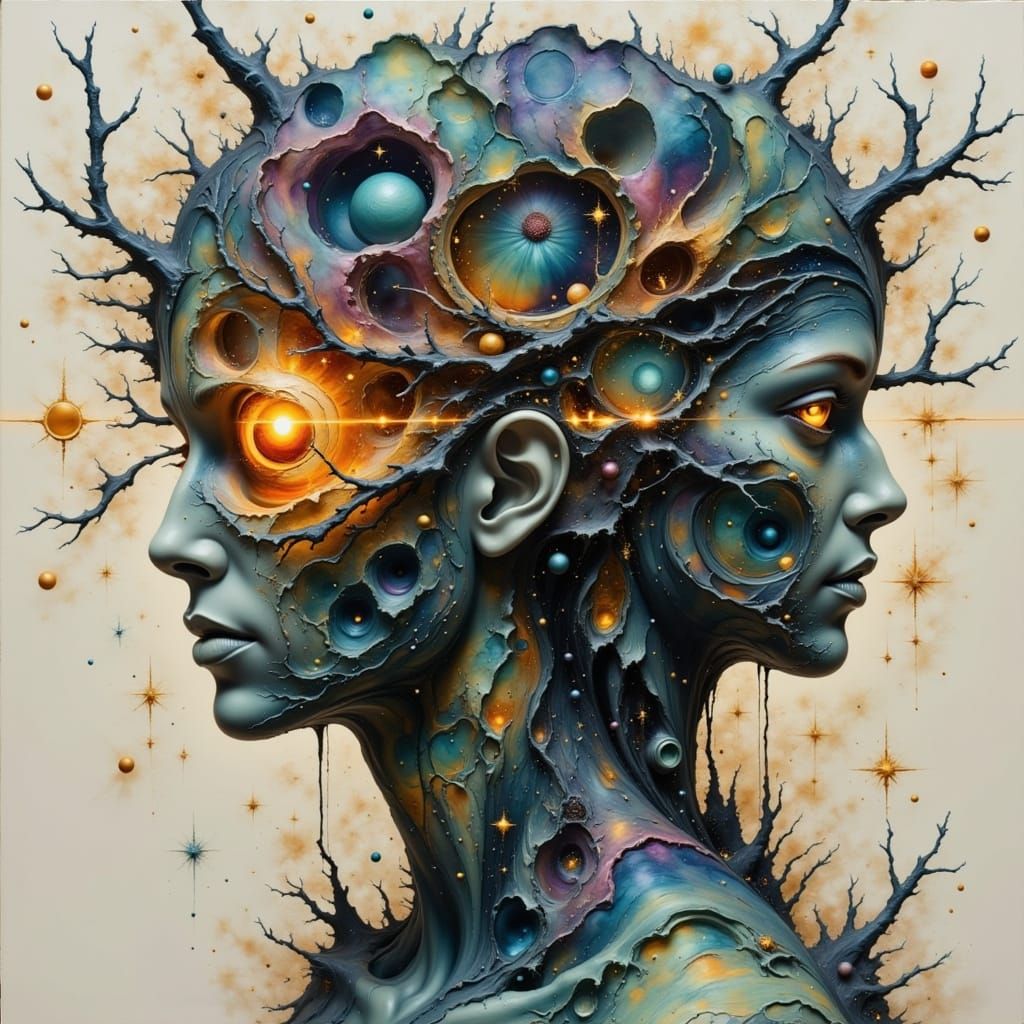 Abstract Embrace in Last Light: Hypermaximalist Starscape