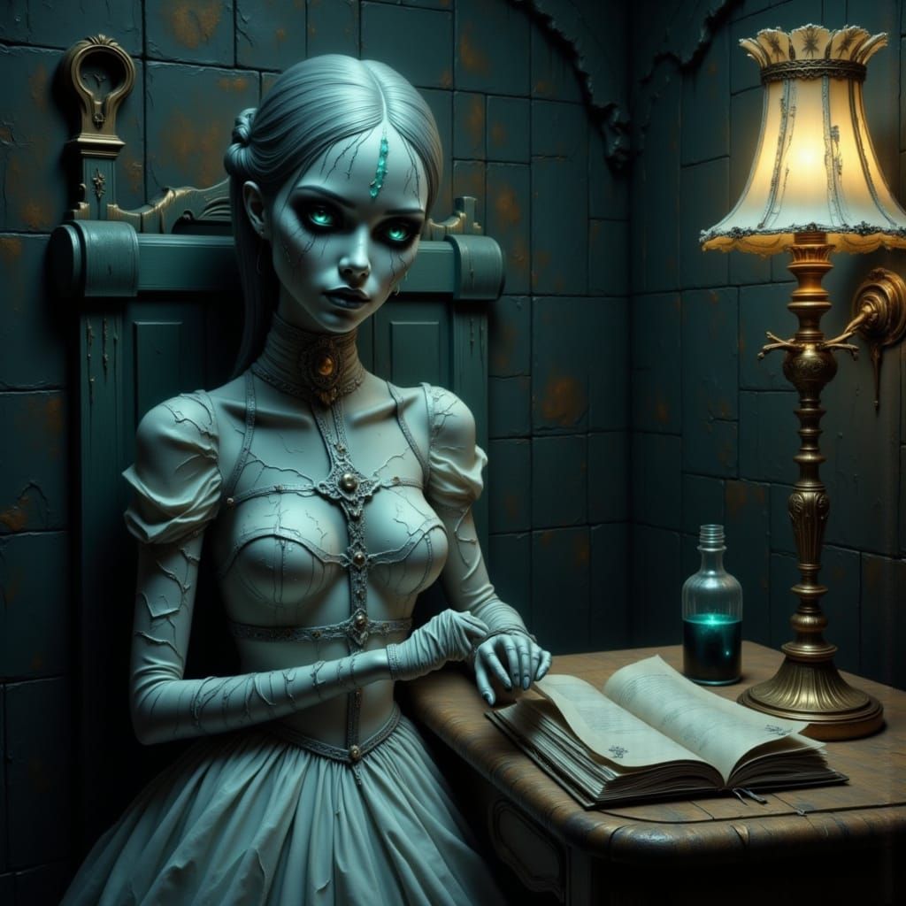 Unsettling Portrait of a Fantasy Patient in Observation Cell