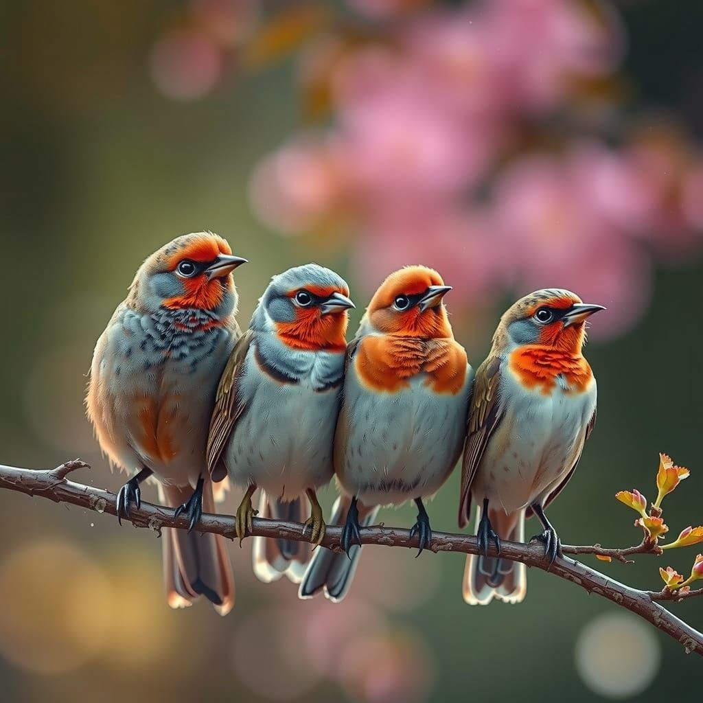 Four Seasons as Four Birds in Japanese Artistic Photography