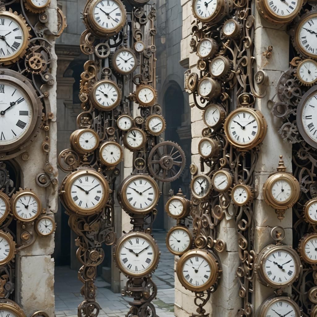 Gigantic Clock Face in a Mystifying Landscape