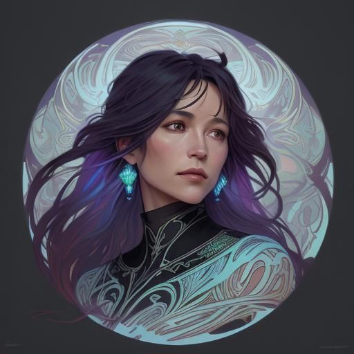 High-Definition Portrait in Dark Fantasy Art Nouveau Style