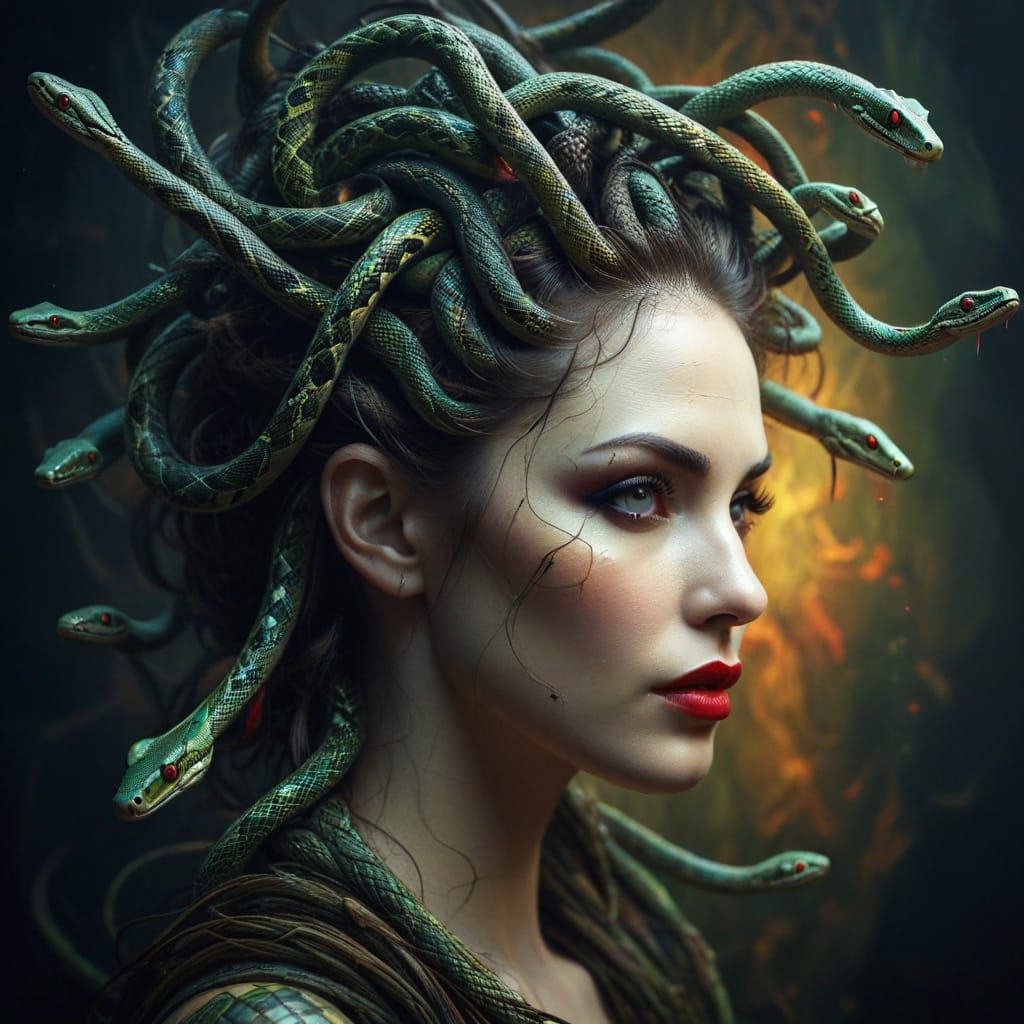 Goddess of Beauty in a Delicate Snakes Hairdo