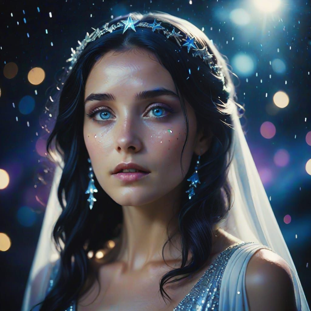 Ethereal Star Goddess in Cinematic Glory