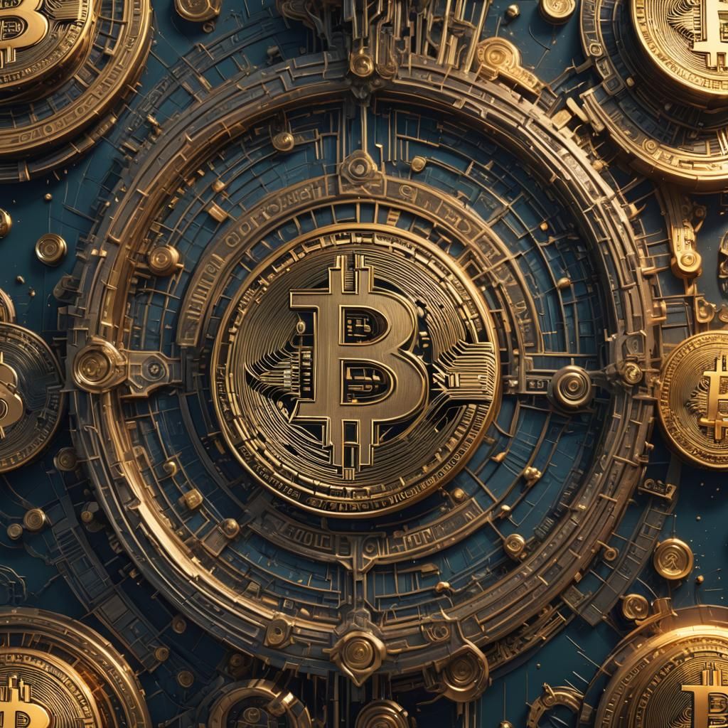 Detailed Bitcoin Matte Painting in Deep Color