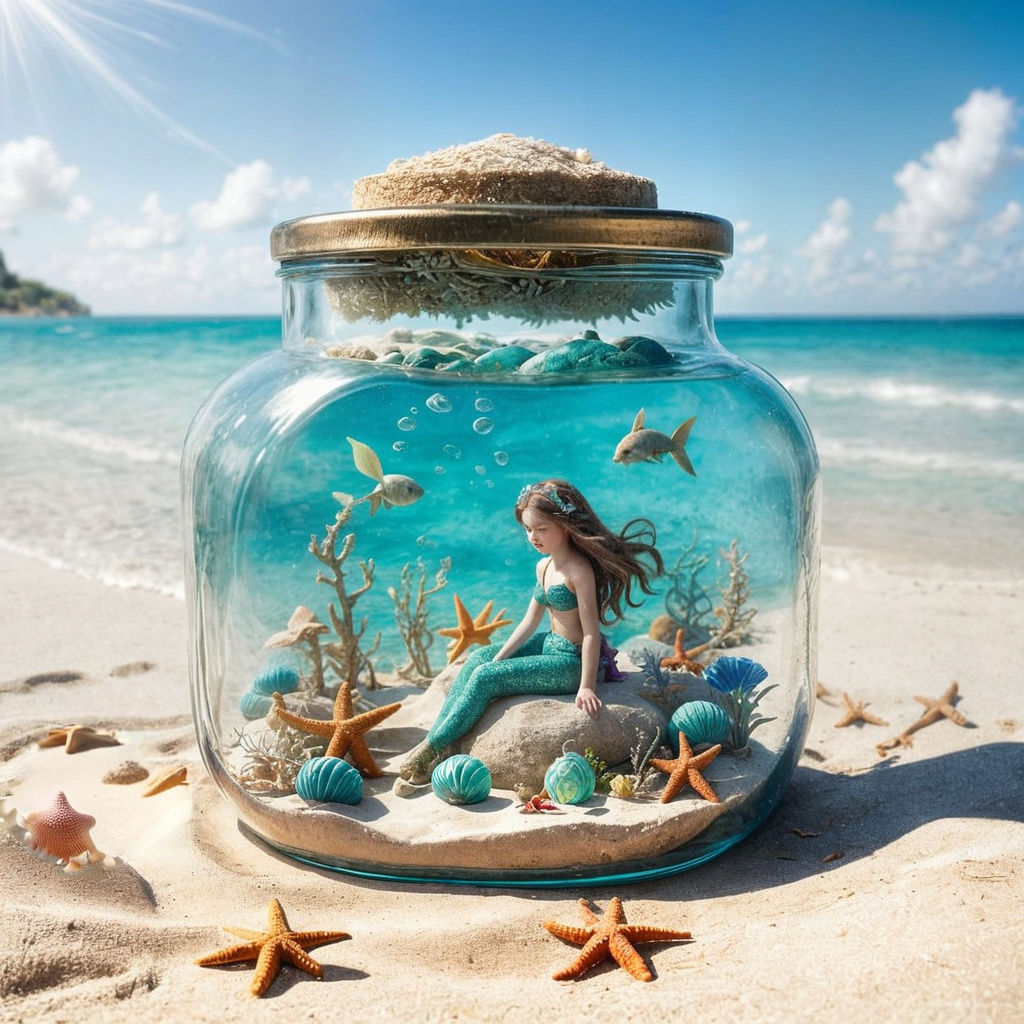Underwater Mermaid Kingdom in Glass Jar
