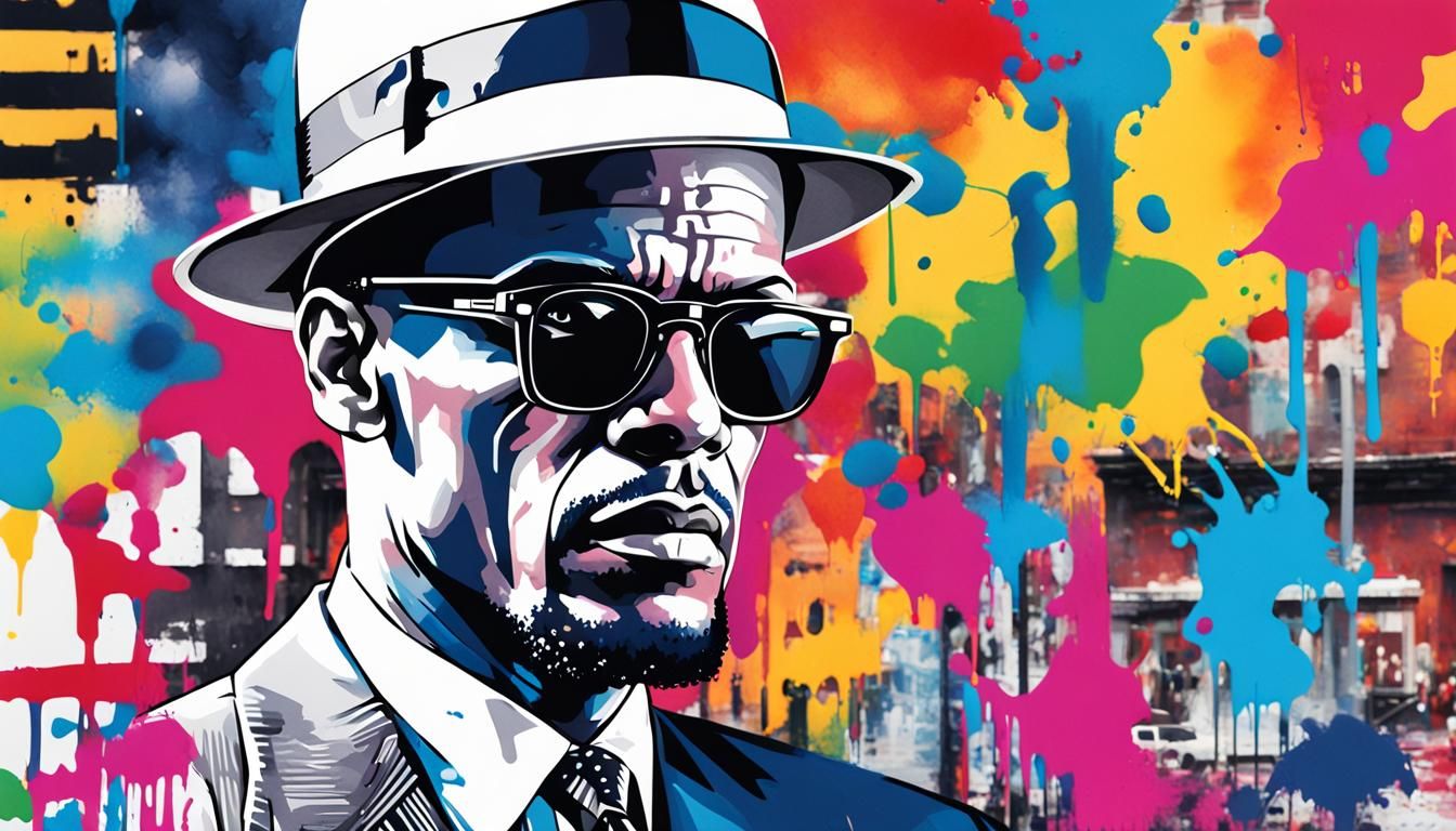 Malcolm X Pop Art Watercolor Portrait in Harlem
