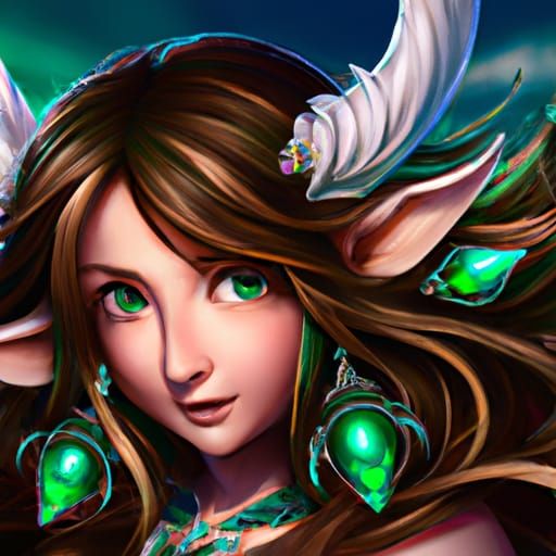 Anime Girl with Emerald Accessories and Angelic Demon Traits