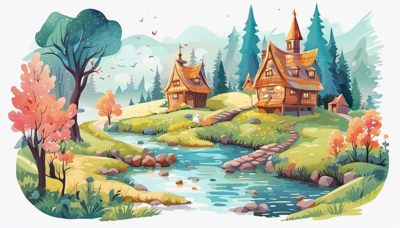Enchanting Nordic Landscape in Fairy Tale Style