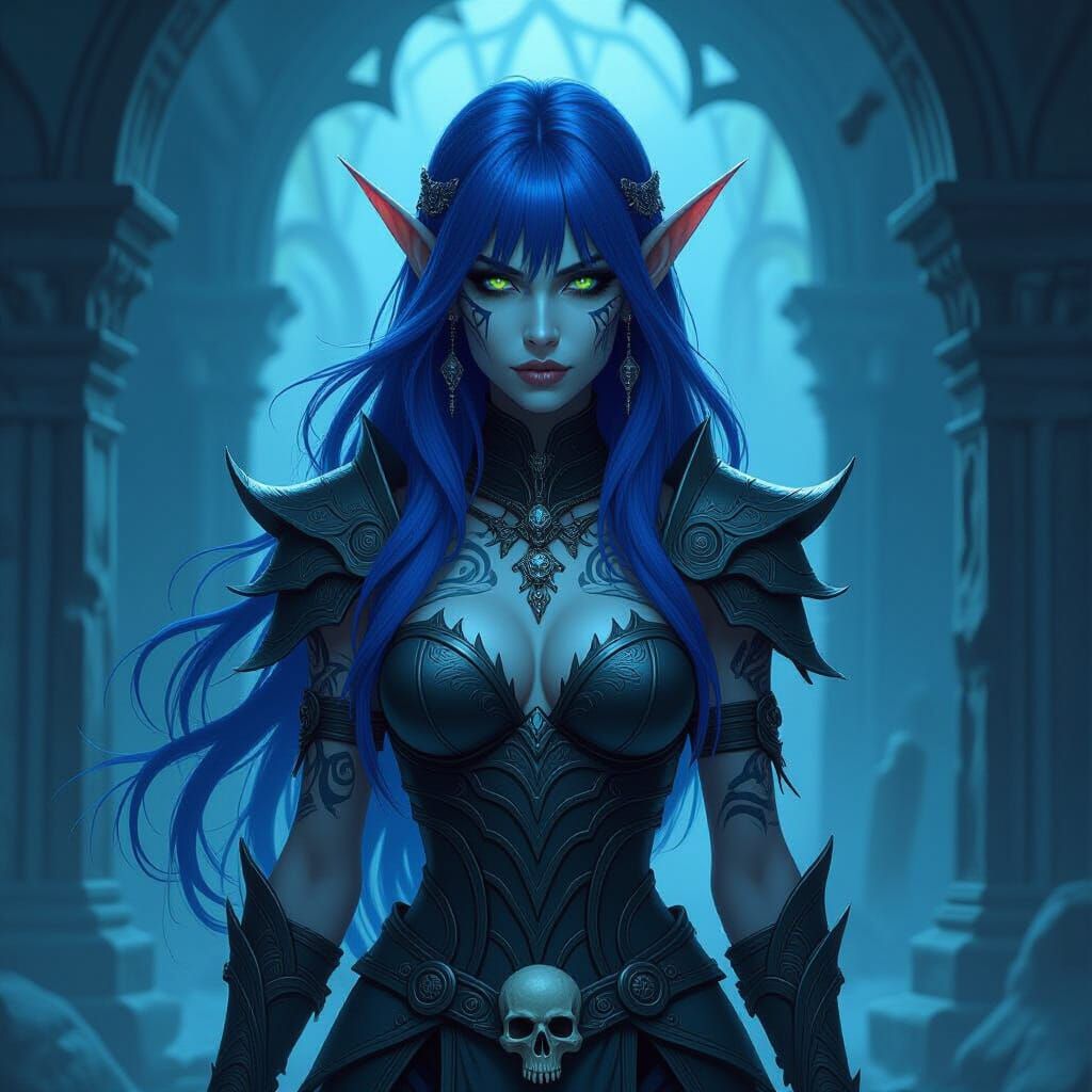 Night Elf Necromancer in Bone Armor