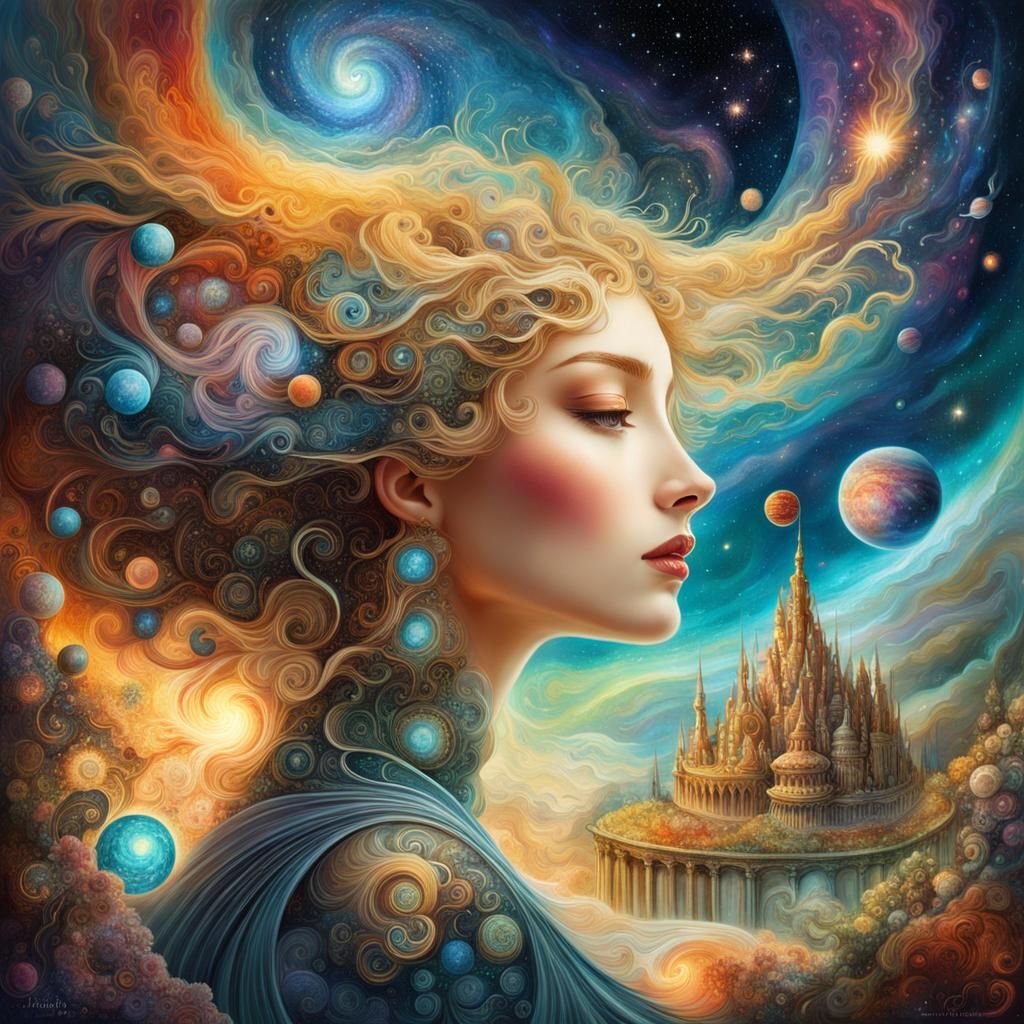 Swirling Galactic Dreams: Magical Fantasy Matte Painting