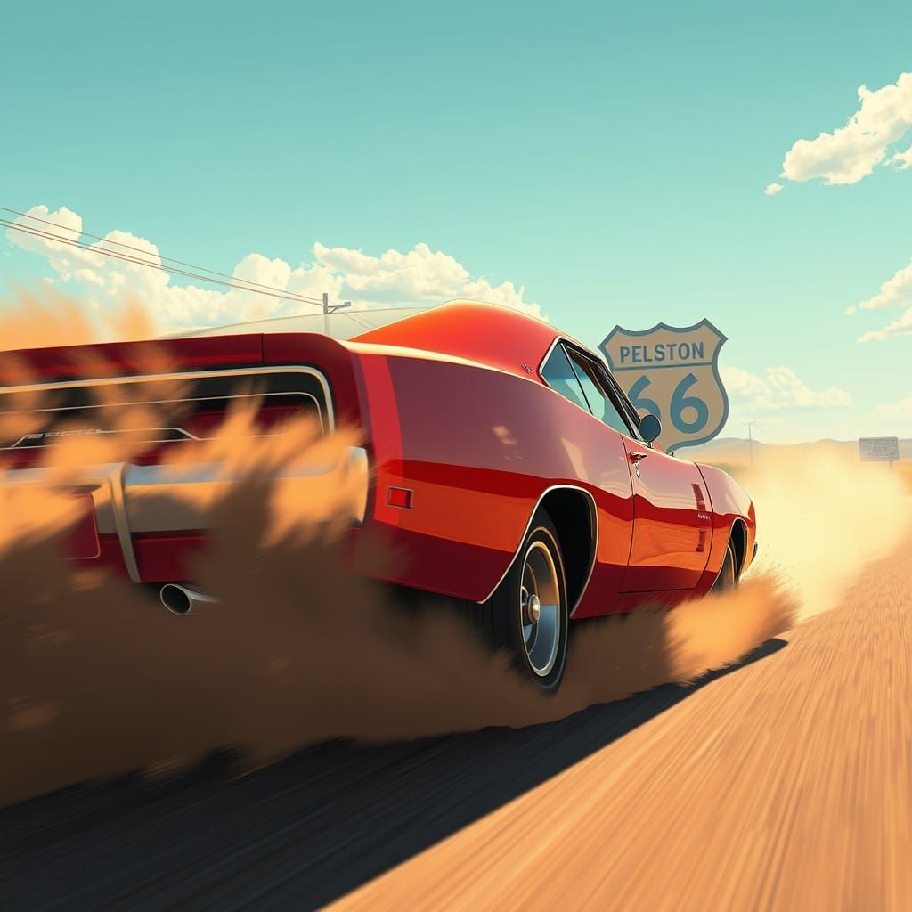 1969 Dodge Charger Roaring Down Route 66