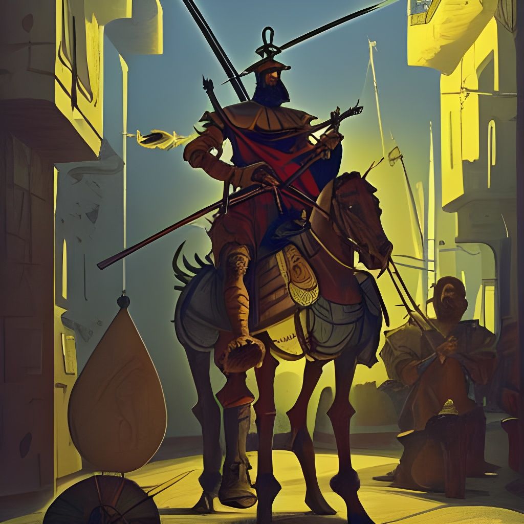 Don Quixote and Sancho Panza in Cyberpunk Style