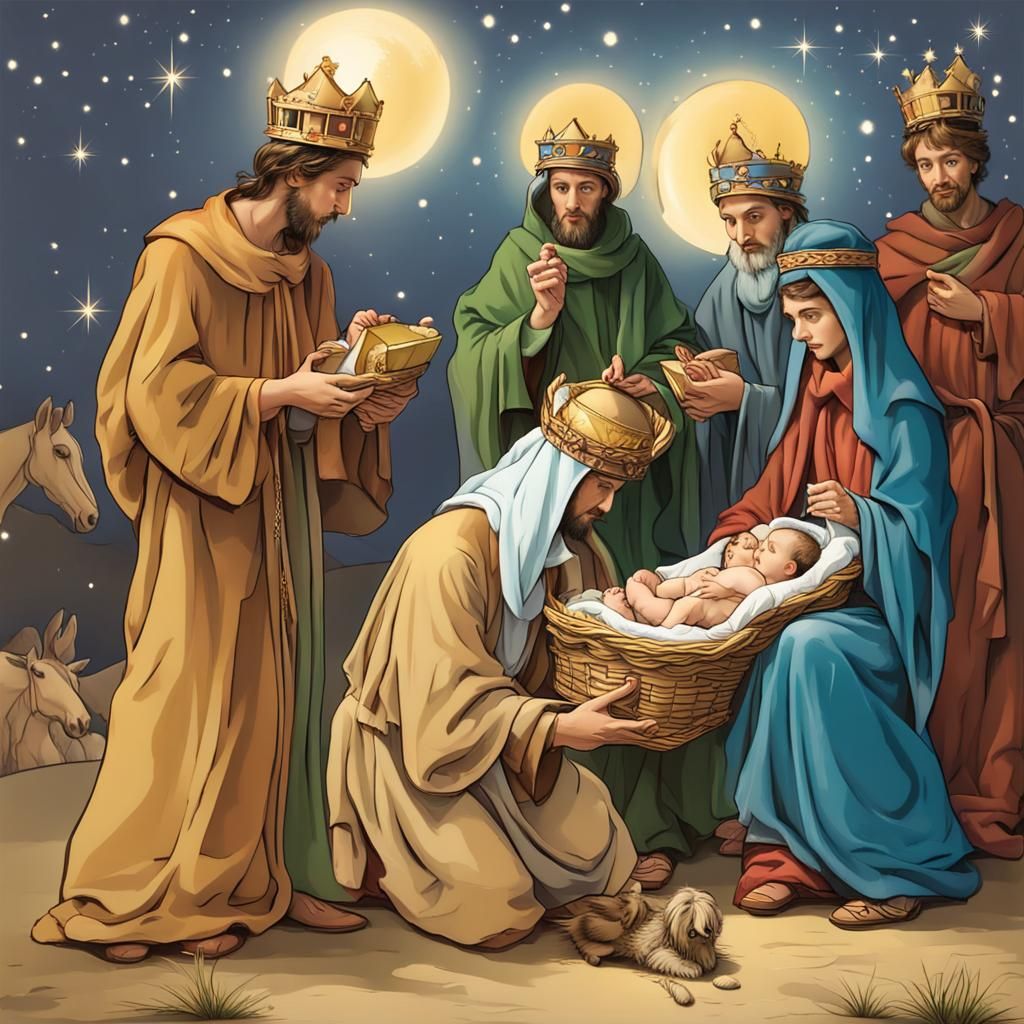 The Three Wise Men Bring Gifts