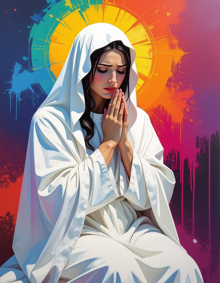 Saint Monica Praying, Polychromatic Digital Art