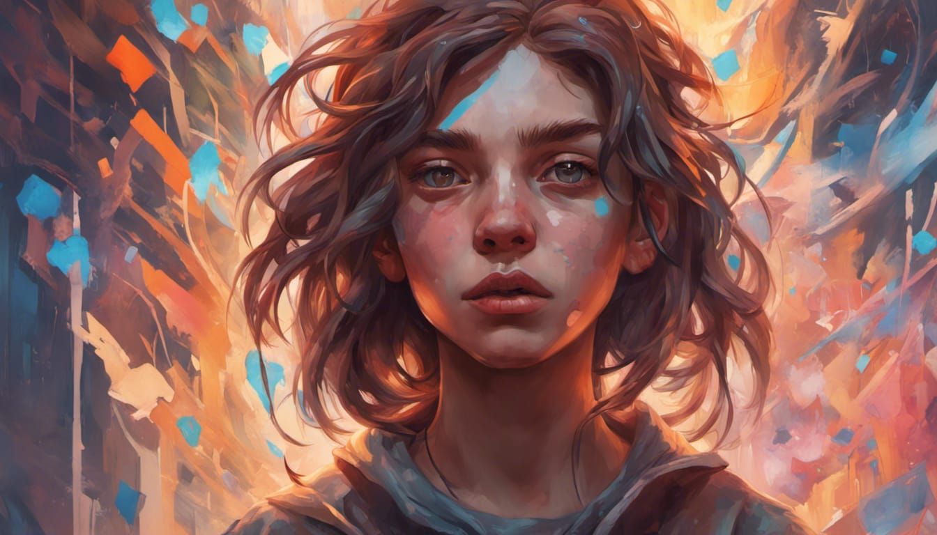 Teen Overcoming Addiction: Detailed Digital Portrait