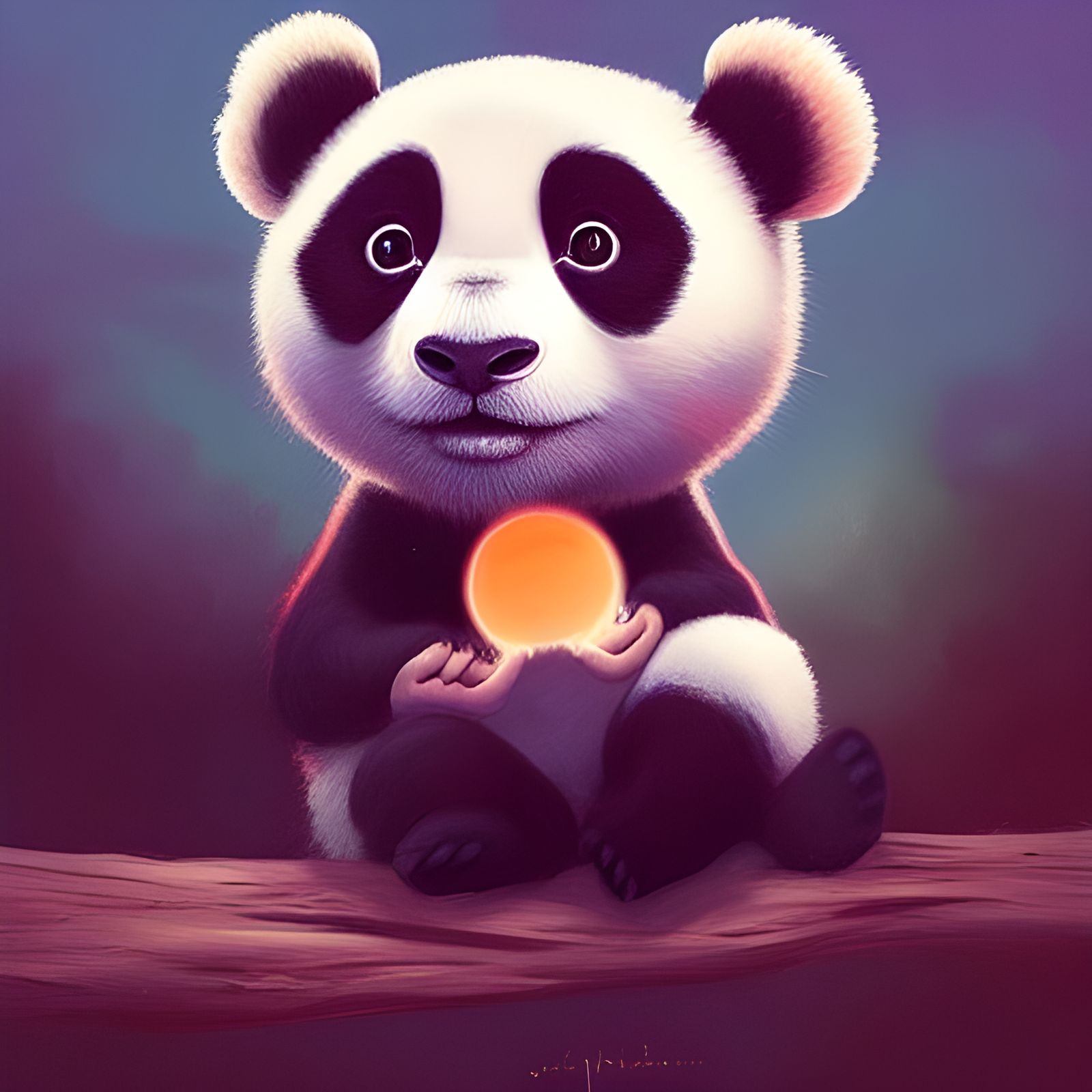 Cute Panda with Big Eyes in Digital Art Style