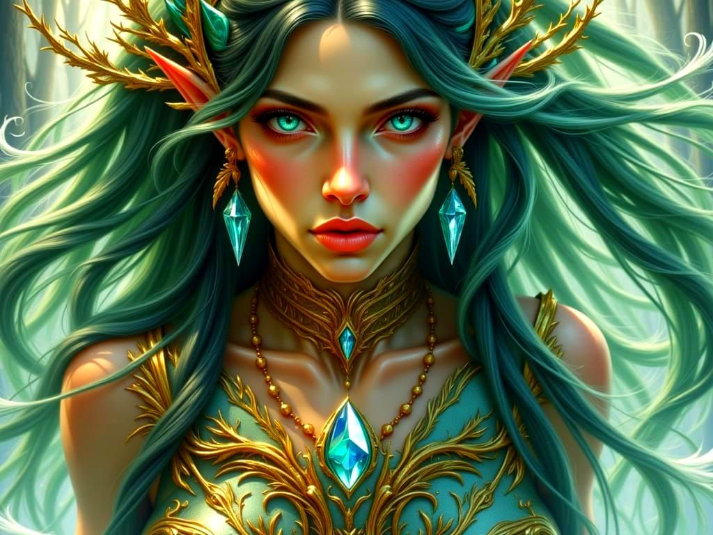 Fairy Warrior with Crystal Bow in Frozen Forest