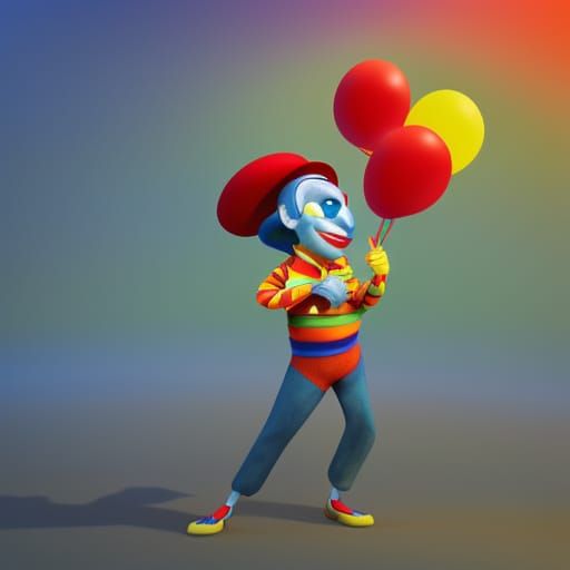 Clown Concept Art in Pixar Disney Style
