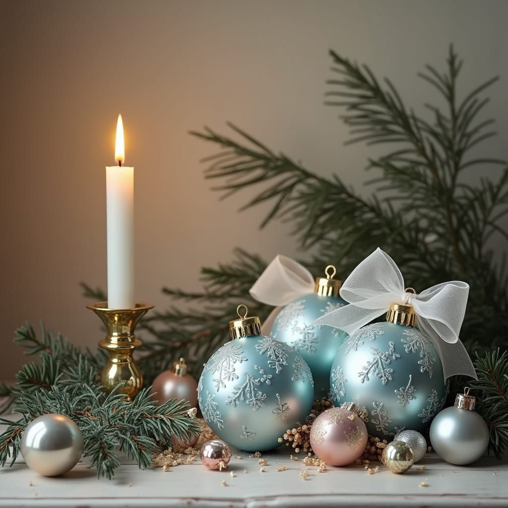 Elegant Christmas Still Life in Warm Painterly Style