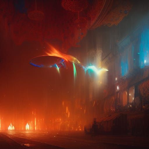 Colorful Rococo Circus Scene in Dark Fantasy Style