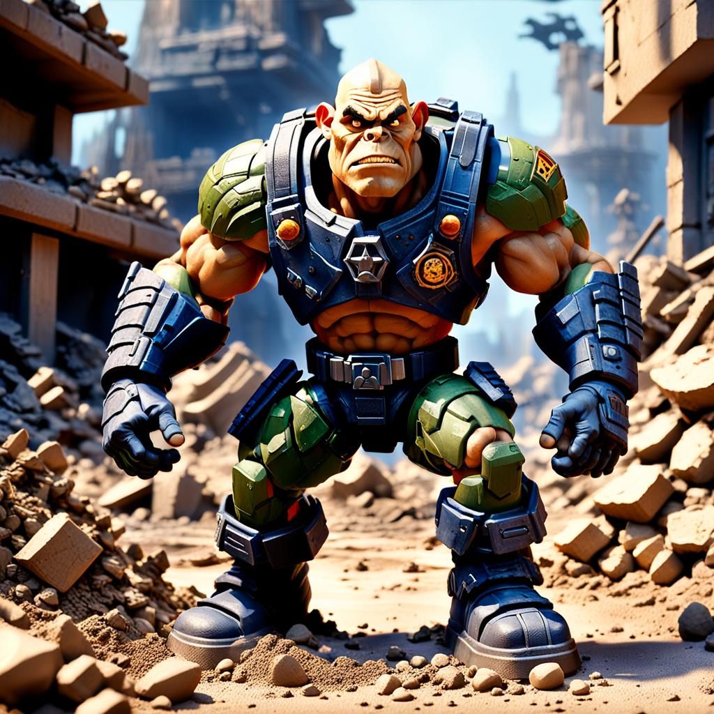 Small Soldiers Action Figures on Battlefield, 3D Digital Art