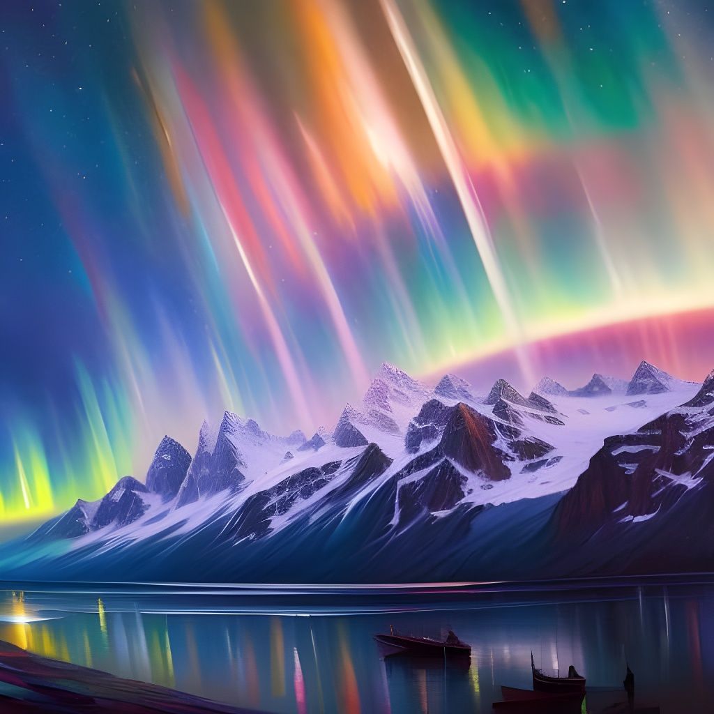 Cosmic Family Tree with Aurora, Detailed Matte Painting