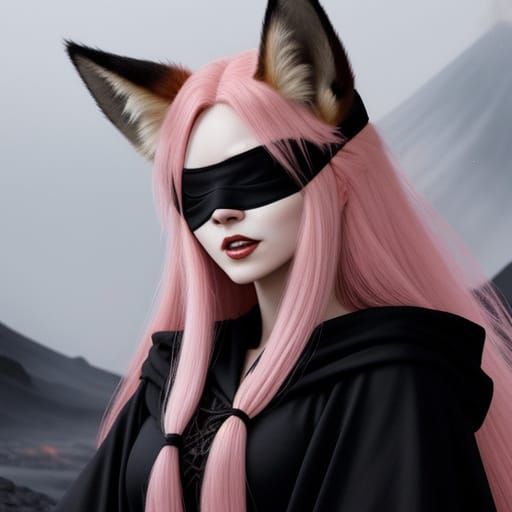 Flaming Fox-Girl in Volcanic Hellscape