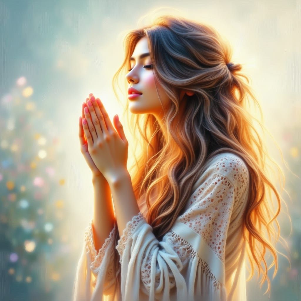 Hopeful Woman in Soft Golden Light