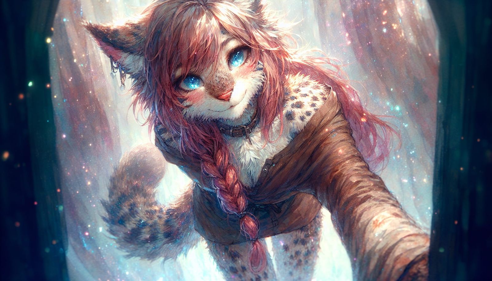 Furry Cat Reaching Out: Watercolour Photorealistic Fantasy