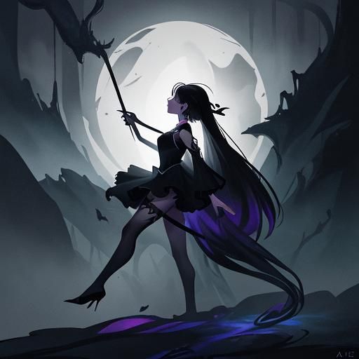 Elven Pole Dancer Silhouette in Dark Fantasy Art