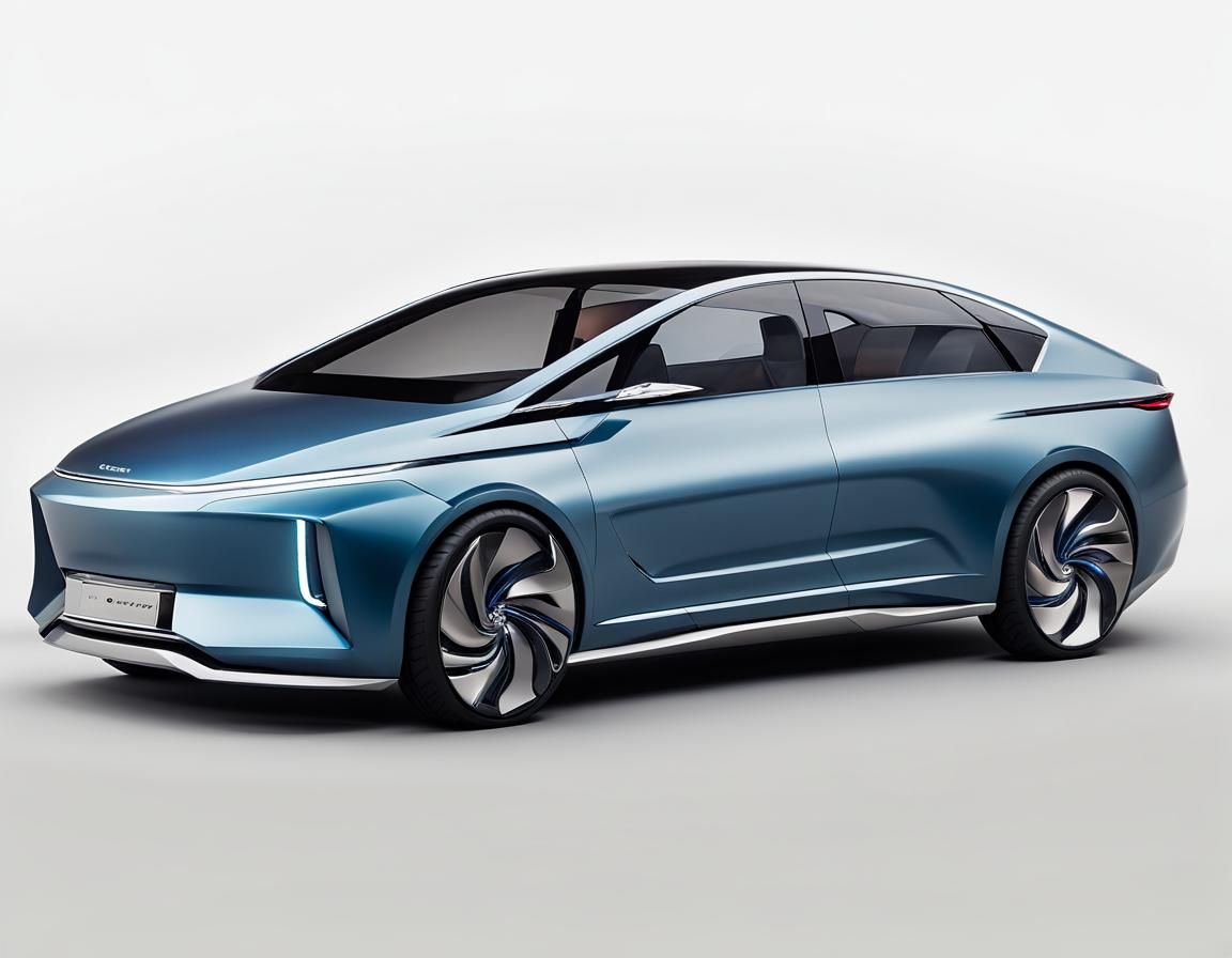 Futuristic Electric Sedan Concept Car in HDR