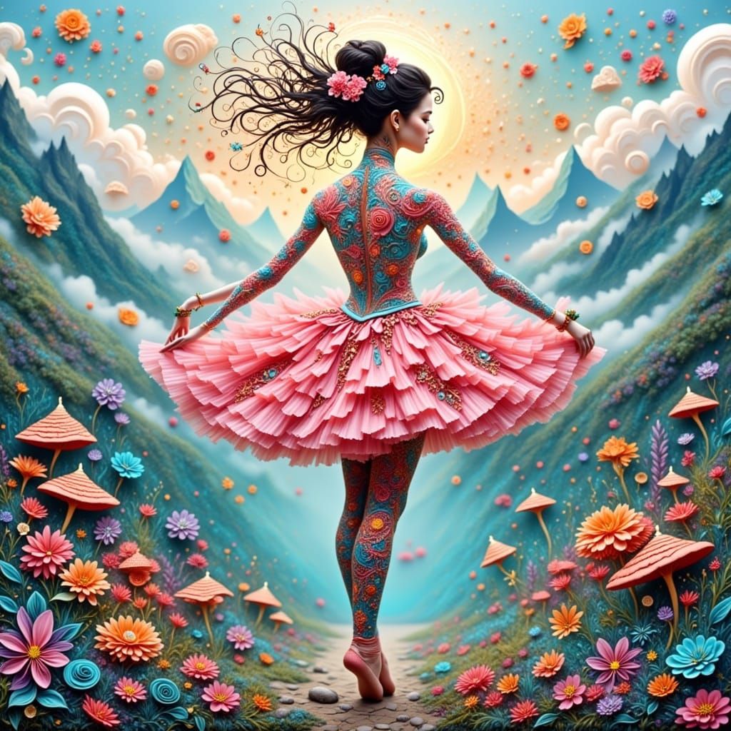 Enchanted Ballerina in Surreal Dreamscape