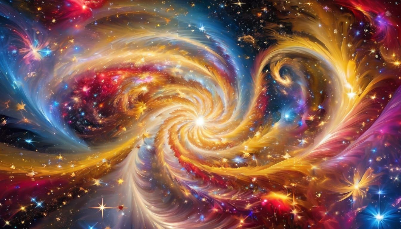 Iridescent Swirl of Stars in Deep Space