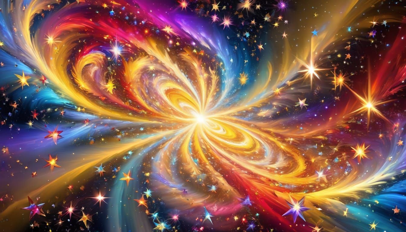 Iridescent Stars Swirl in Multidimensional Space