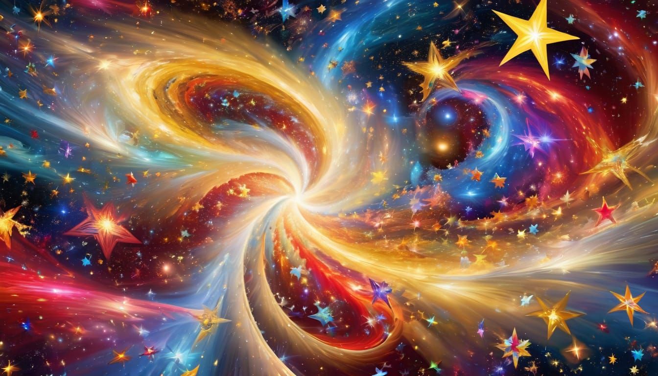 Iridescent Stars Swirl in Multidimensional Space