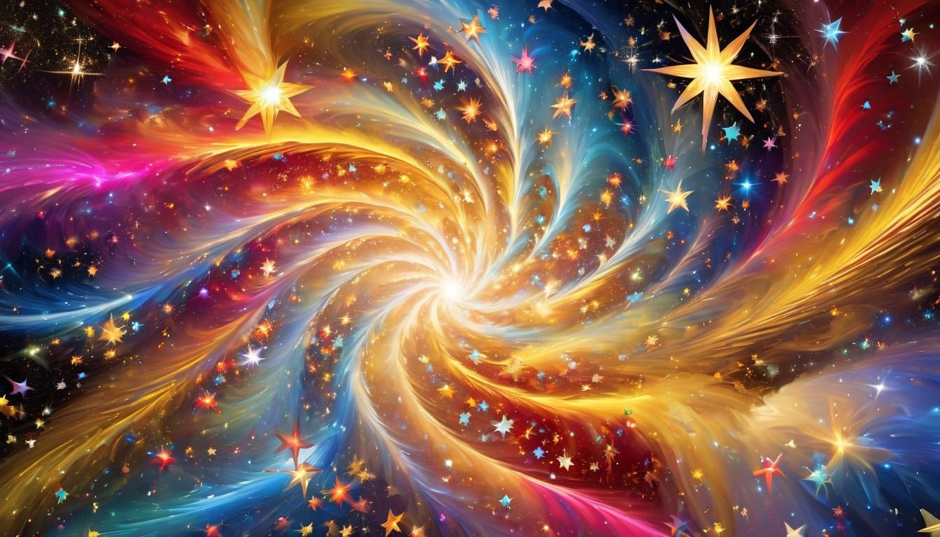 Iridescent Stars Swirl in Multidimensional Space