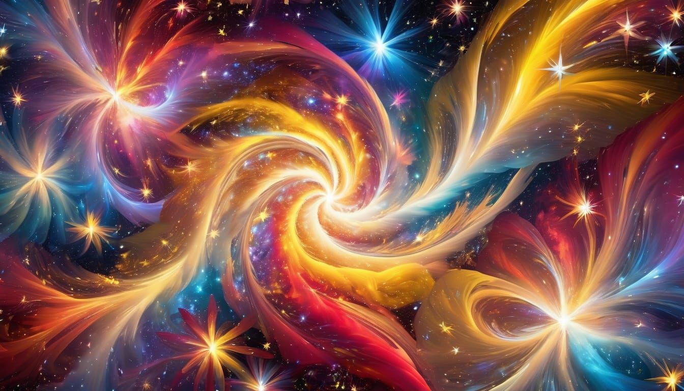 Iridescent Stars Swirling in a Multidimensional Space