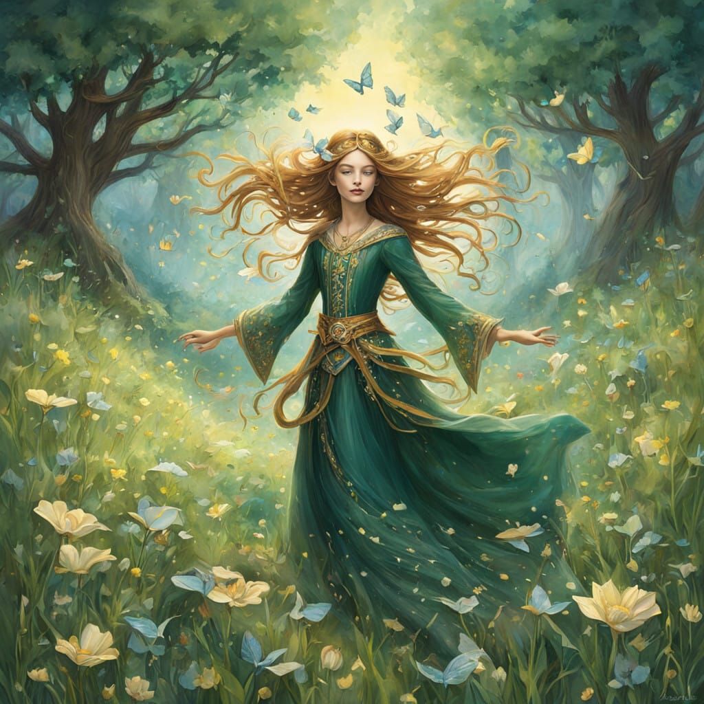 Whimsical Leather-Bound Book in Lush Emerald Green Meadow