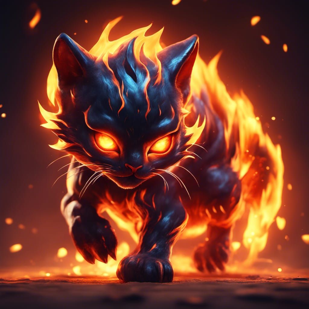 Fiery Feline Creature Concept Art