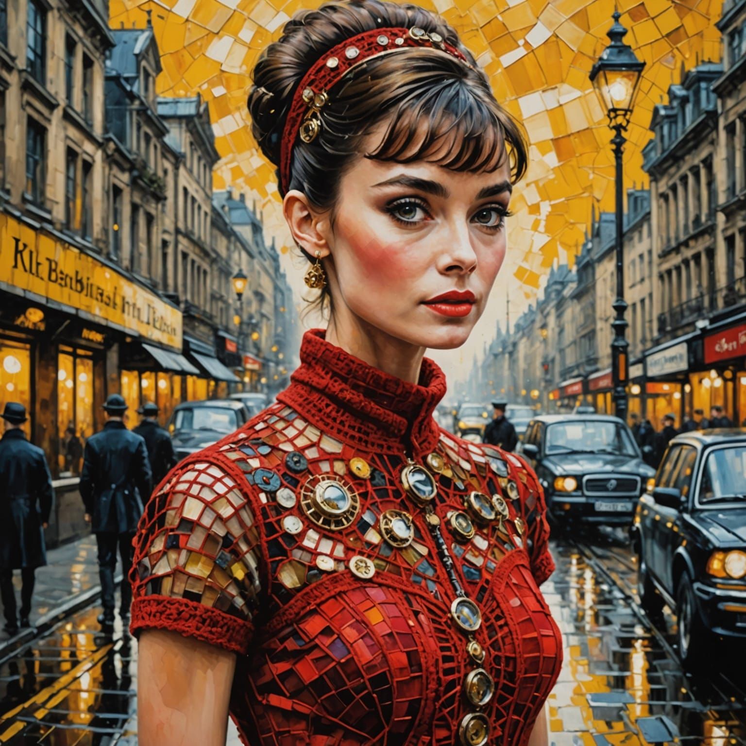 Steampunk Audrey Hepburn in Klimt Style