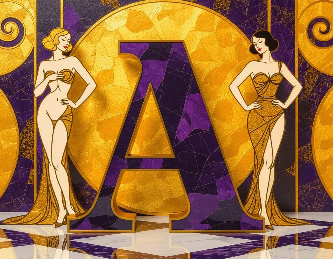 Amethyst Letter A in Triadic Colors