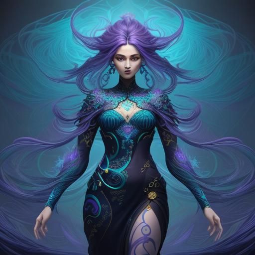 Fractal Beauty: Stylized Female Bust in Digital Art