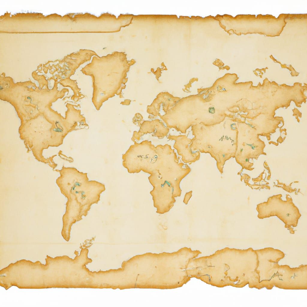 Detailed Antique World Map on Parchment