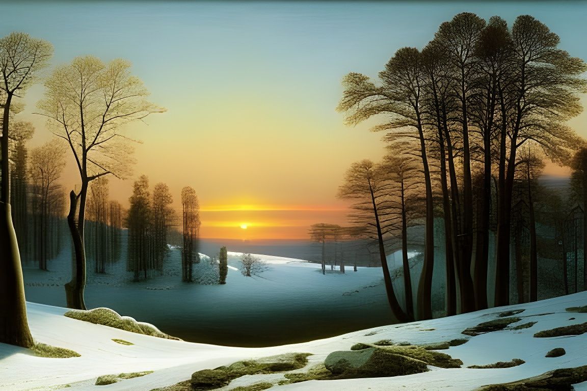 Romantic Winter Landscape Art