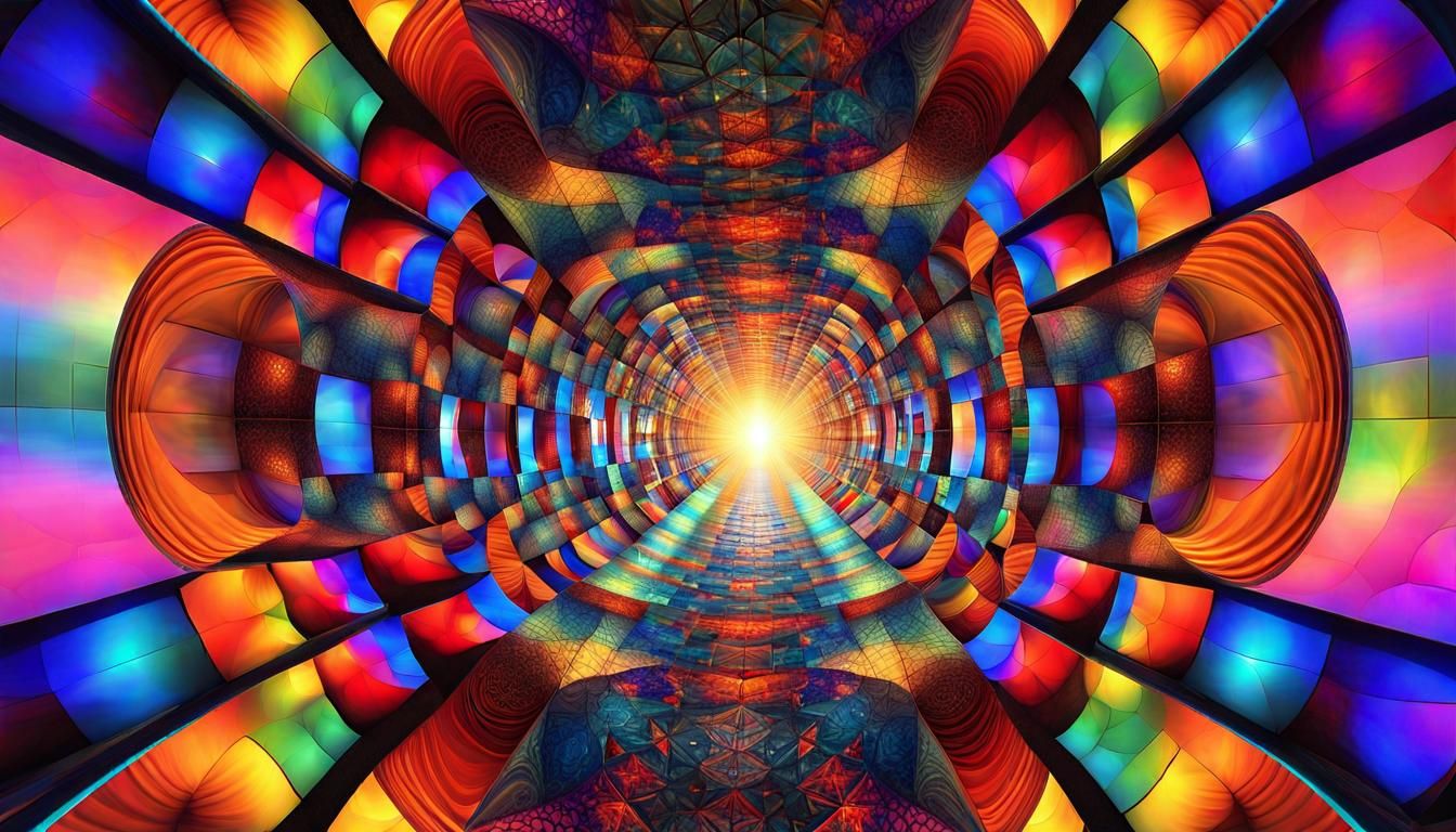 Divine Sunshine Through Clouds: Psychedelic Acrylic Art