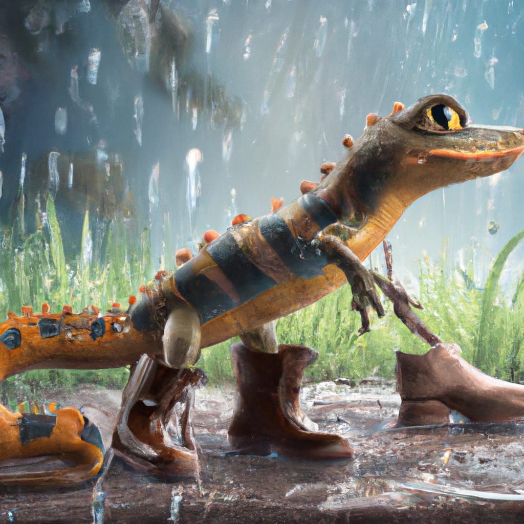 Lizard in Cowboy Boots: 3D Ethereal Fantasy