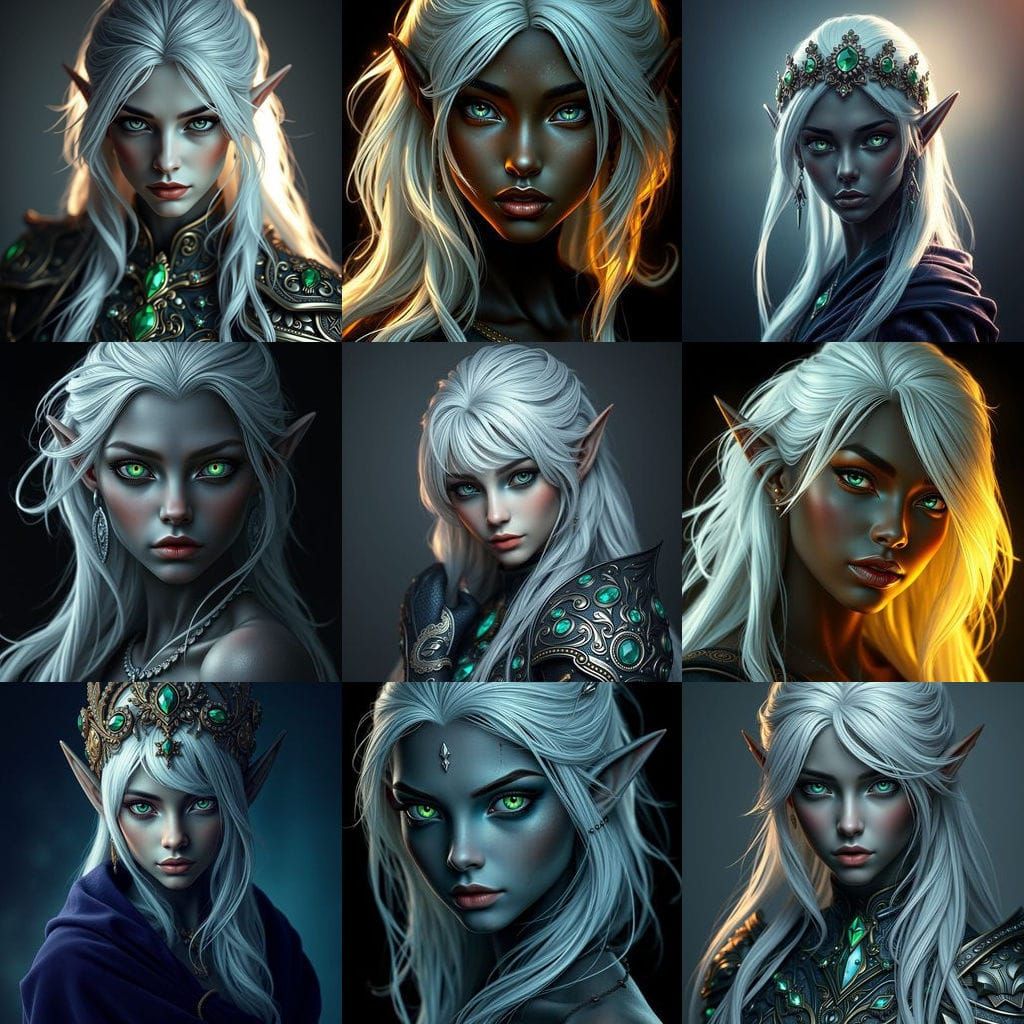 Elf Portrait with Dynamic Lighting, Hyperdetailed Art